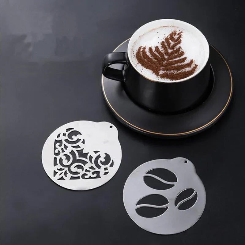 Ensemble de pochoirs à café en acier inoxydable
