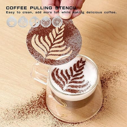 Ensemble de pochoirs à café en acier inoxydable