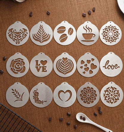 Ensemble de pochoirs à café en acier inoxydable